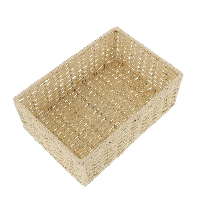 Alipis Panier Rangement Tressé Beige Corde 22cm