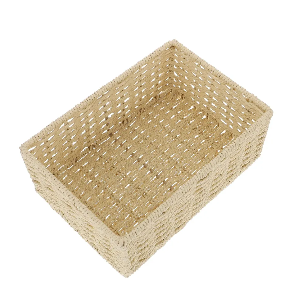Alipis Panier Rangement Tressé Beige Corde 22cm