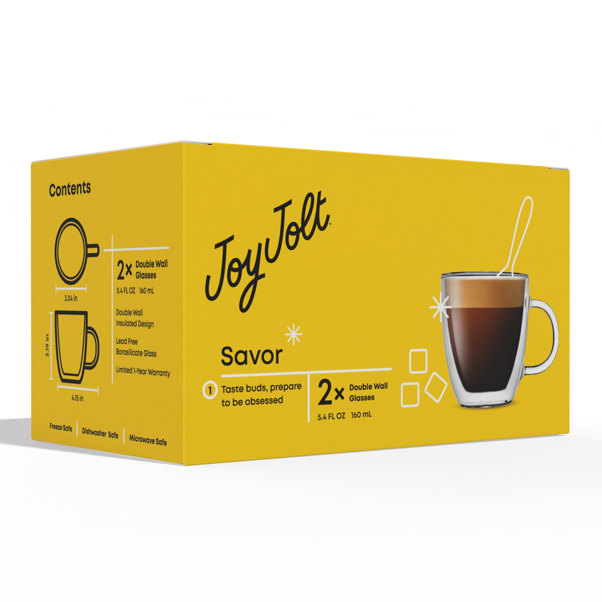 JoyJolt Savor verre espresso double paroi 16 cl lot 2