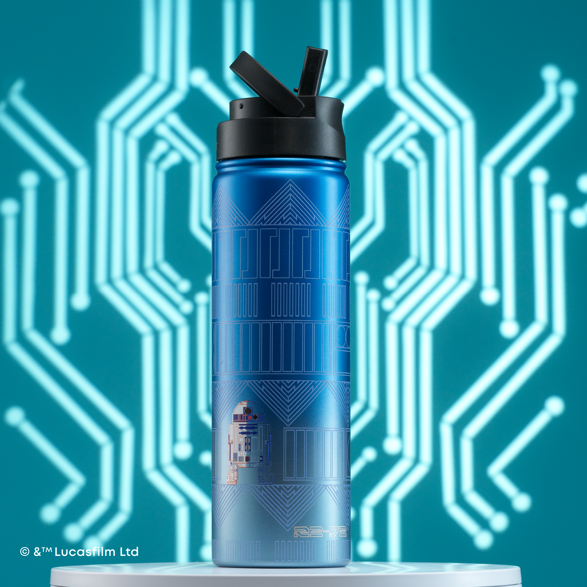 JoyJolt Star Wars Linear R2-D2 gourde inox 65 cl paille