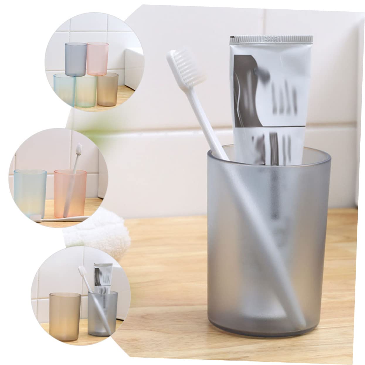 Alipis gobelets salle de bain plastique transparent lot de 5