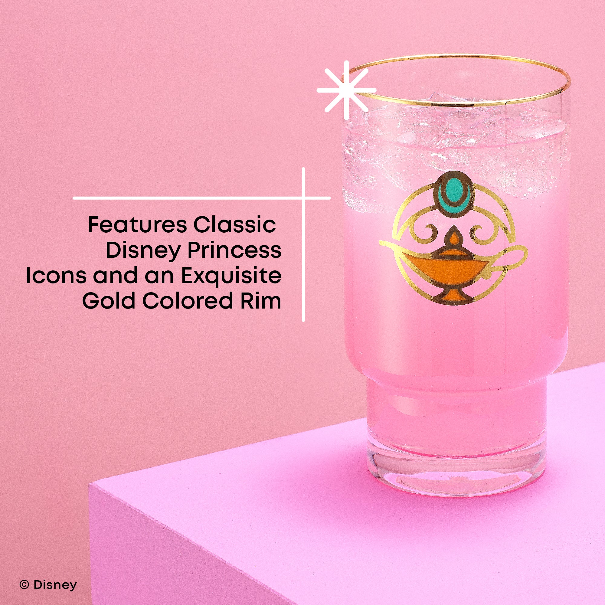 JoyJolt Disney Princess verres hauts 16 oz lot de 6 doré