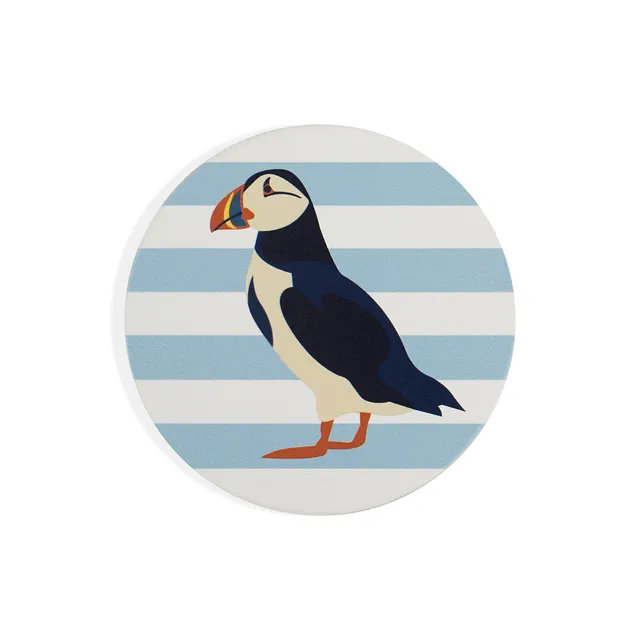 RSPB Puffin dessous de verre céramique rond bleu