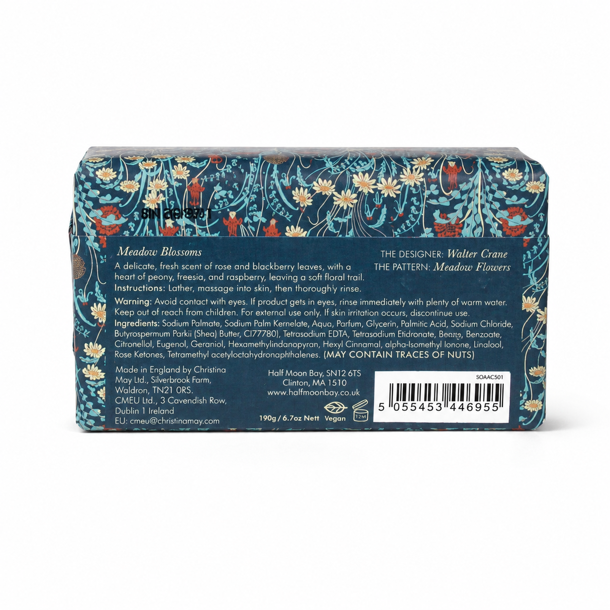 HMB Walter Crane Meadow Flowers savon solide 190 g rose