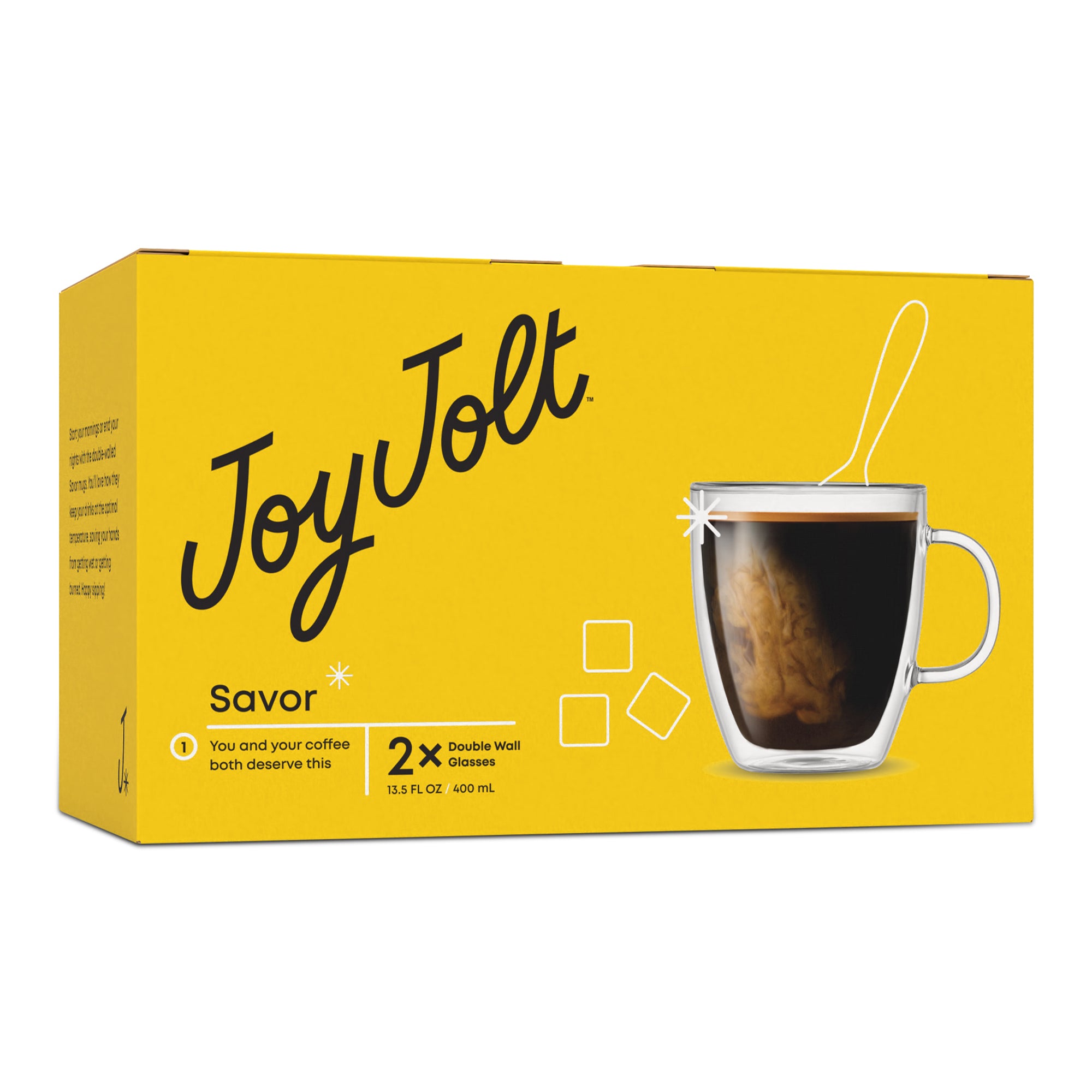 JoyJolt Savor mugs double paroi lot de 2 40 cl verre