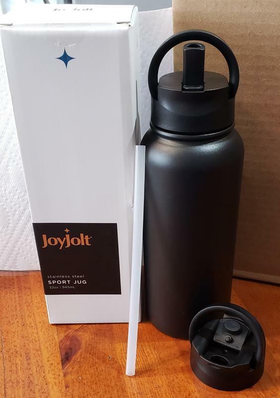 JoyJolt Vacuum Insulated gourde inox 95 cl noire 2 bouchons