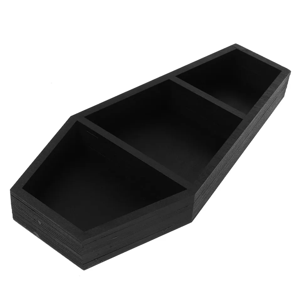 Alipis étagère murale cercueil noire 38 cm en bois