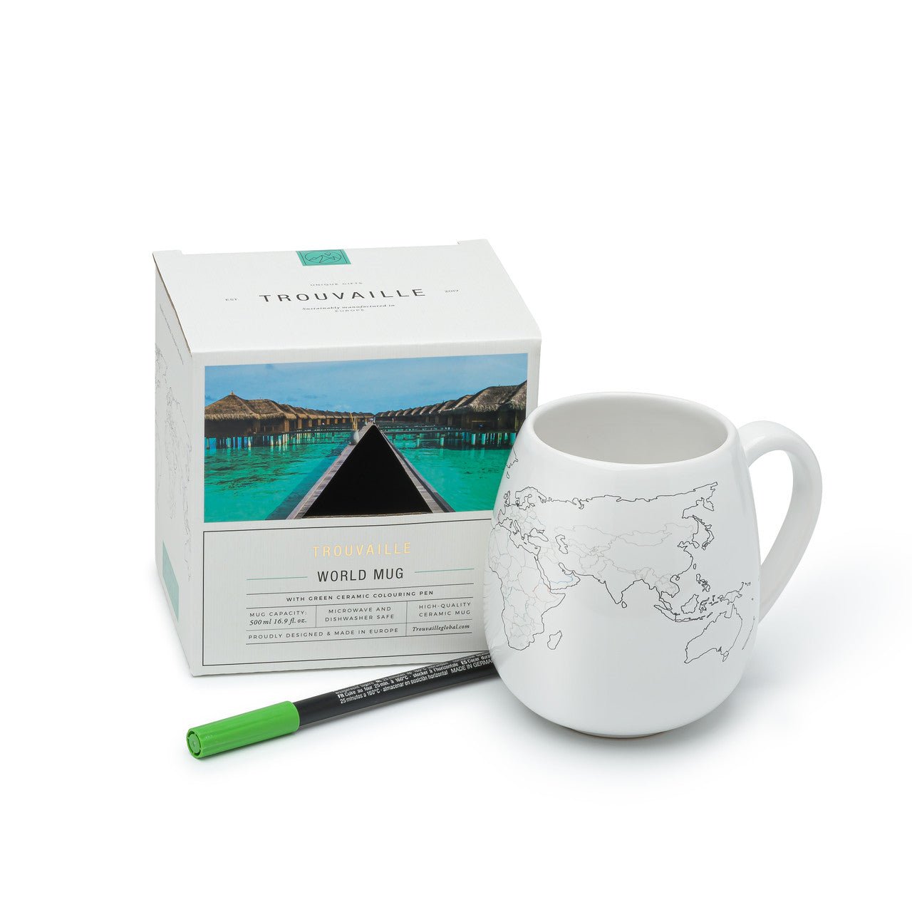 Trouvaille World Map mug à colorier carte du monde