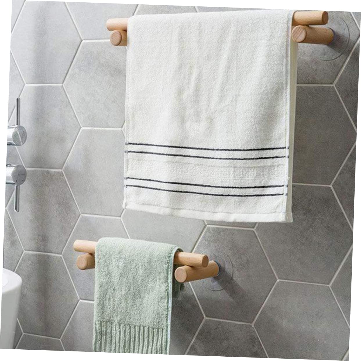 Alipis porte-serviettes mural bois 30 cm kaki