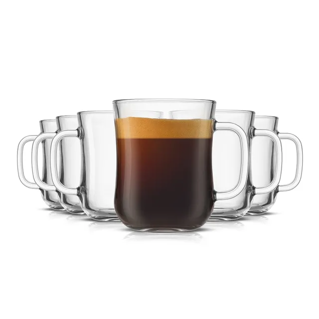 JoyJolt Diner Mug Verre Café 46 cl Lot de 6