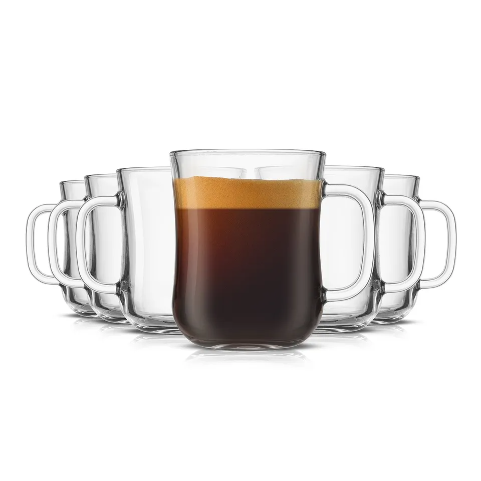 JoyJolt Diner Mug Verre Café 46 cl Lot de 6