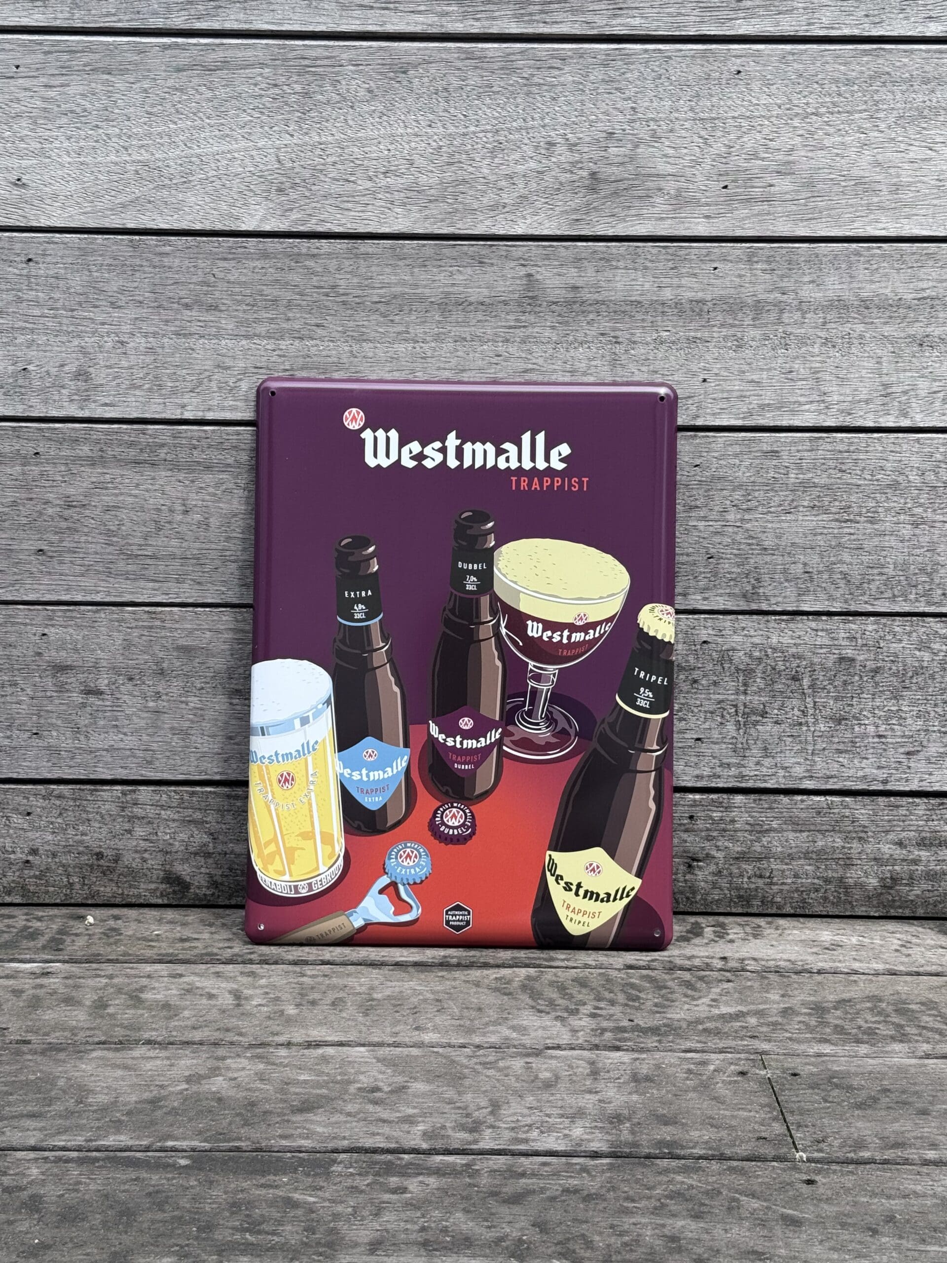 Westmalle plaque métal 40x30 cm verres calice