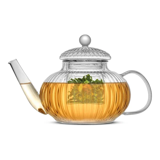 JoyJolt Fluted Théière Verre 1 L avec Infuseur Cannelée