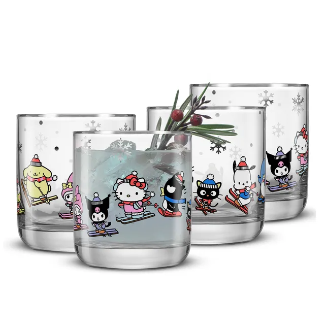 JoyJolt Hello Kitty and Friends Winter Wonderland verres lot de 4 argent