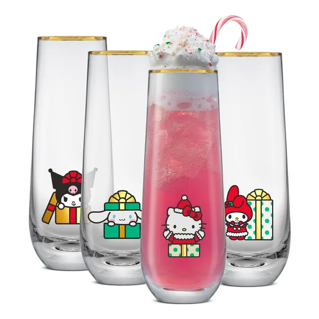 JoyJolt Hello Kitty flûtes sans pied lot 4 Noël 28 cl