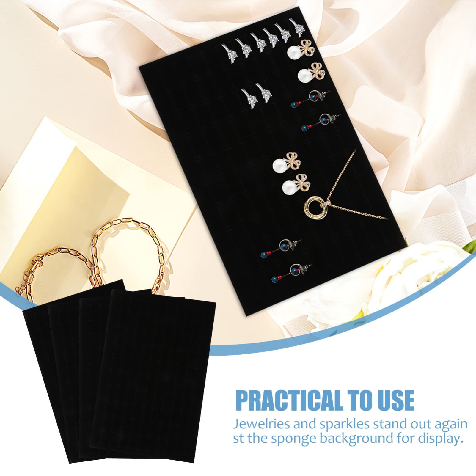 Alipis inserts éponge organisateur bijoux x4 noir 100 cases