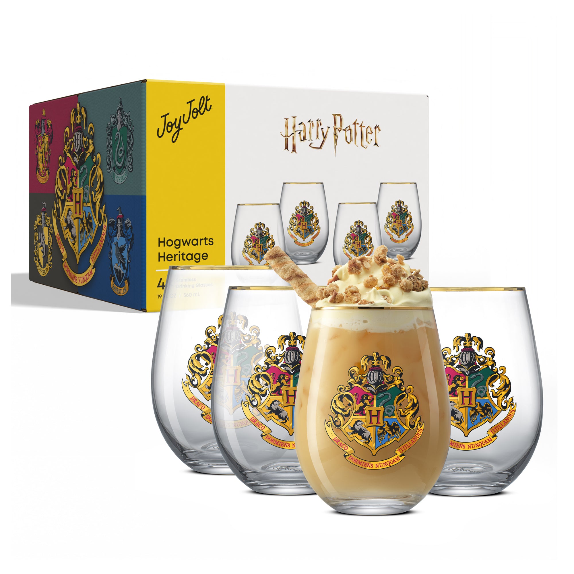JoyJolt Harry Potter Hogwarts verres lot 4 56 cl doré