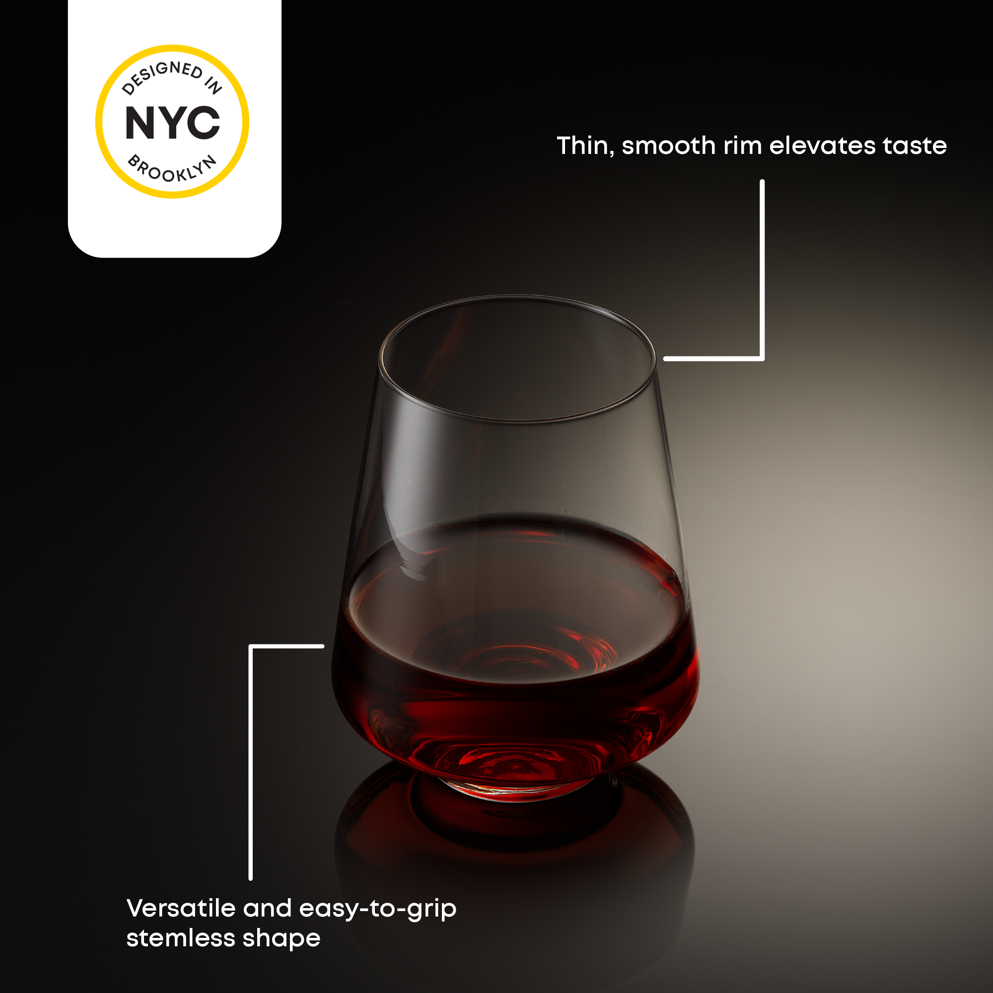 JoyJolt Sidney Stemless verres à vin sans pied lot de 4
