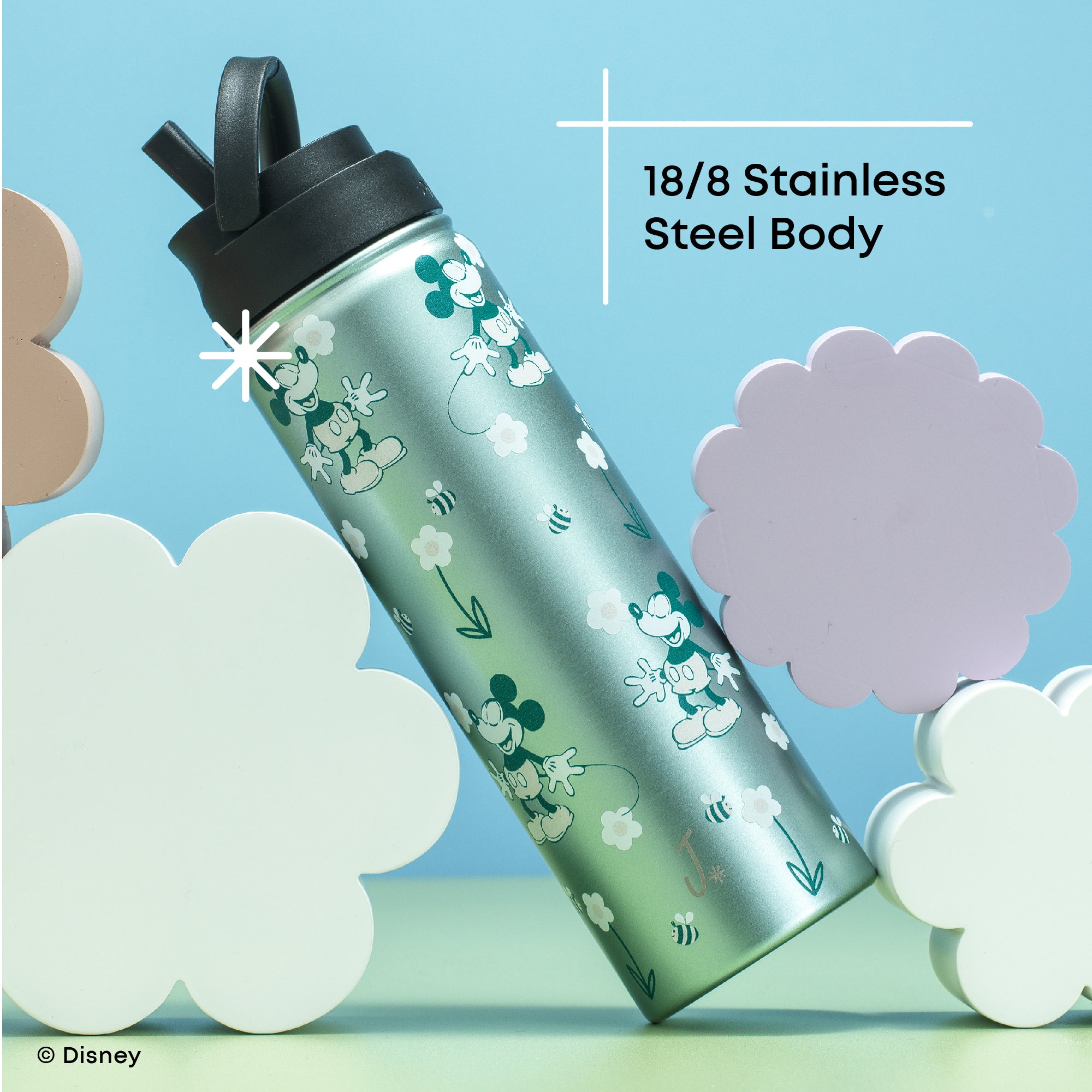 JoyJolt Mickey gourde inox 22 oz rétro avec paille