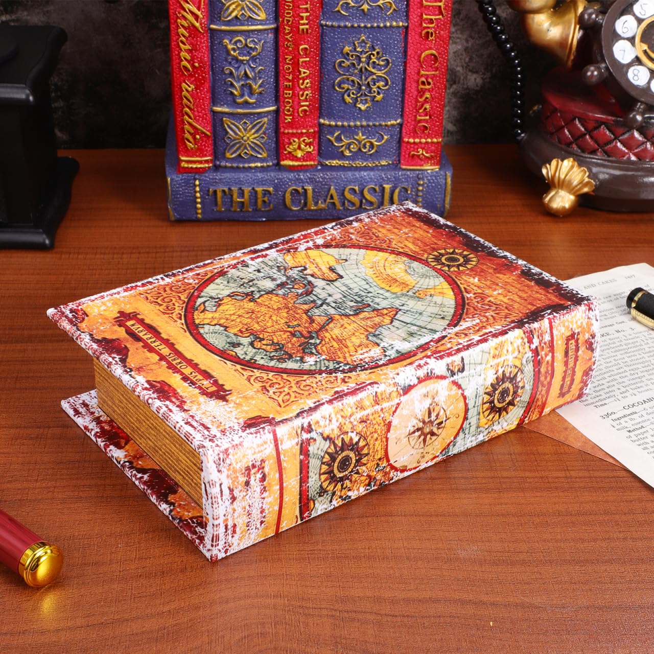 Alipis boîte faux livre vintage secret 19 cm