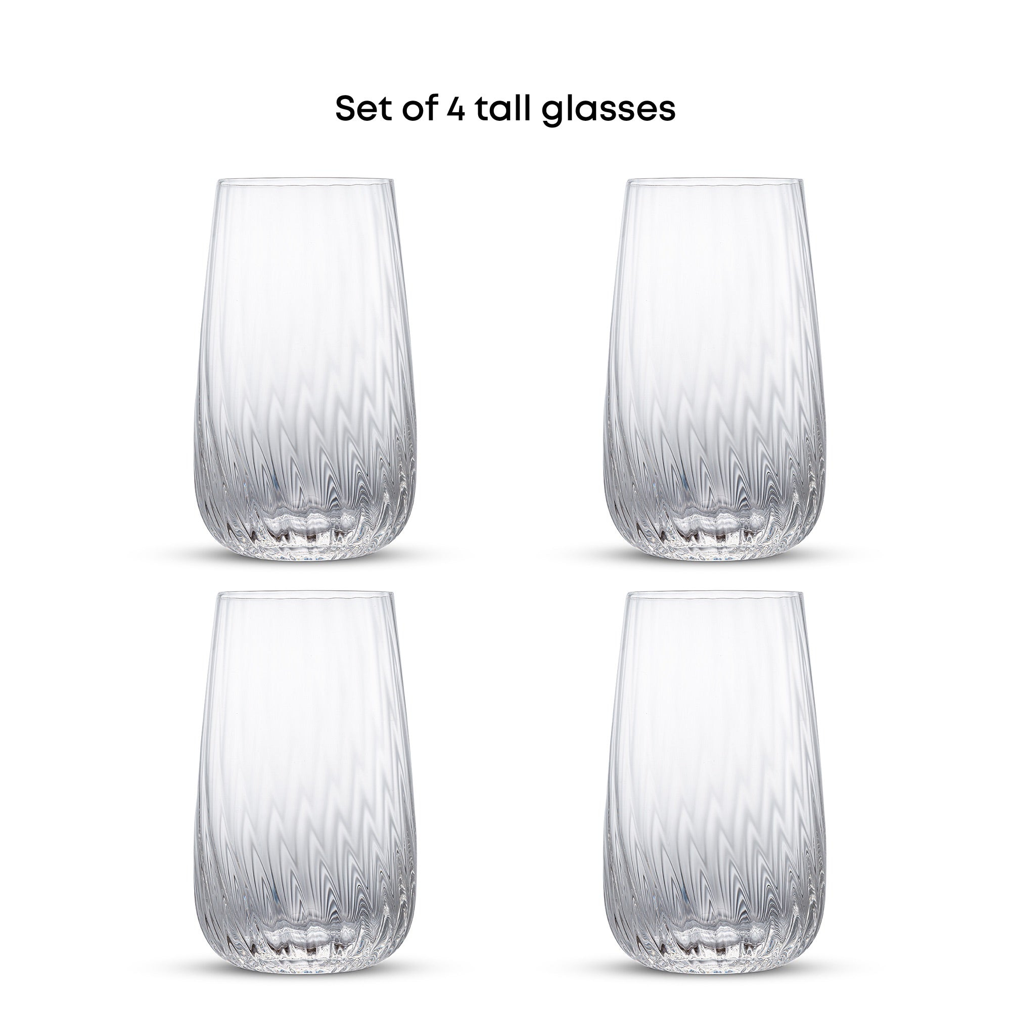 JoyJolt Flow Optic Swirl verres highball 4 x 56 cl striés