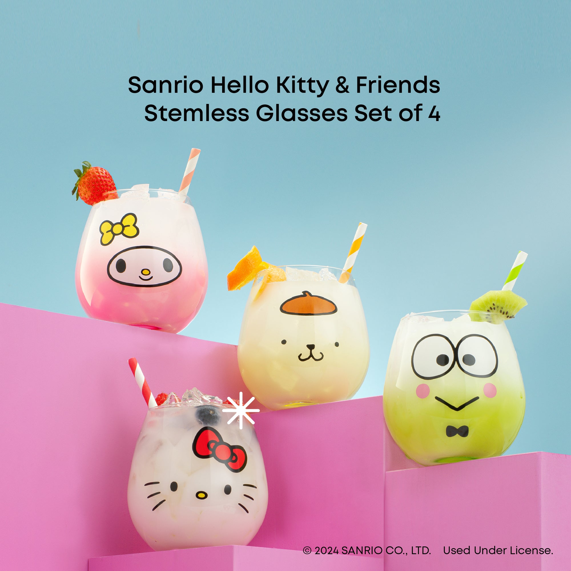 JoyJolt Hello Kitty Friends verres lot de 4 44 cl colorés
