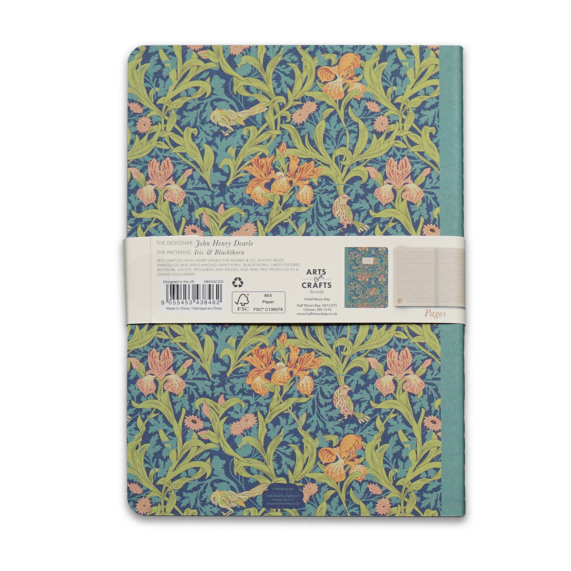 HMB Arts & Crafts Society Blackthorn Iris carnets A5 lot de 2