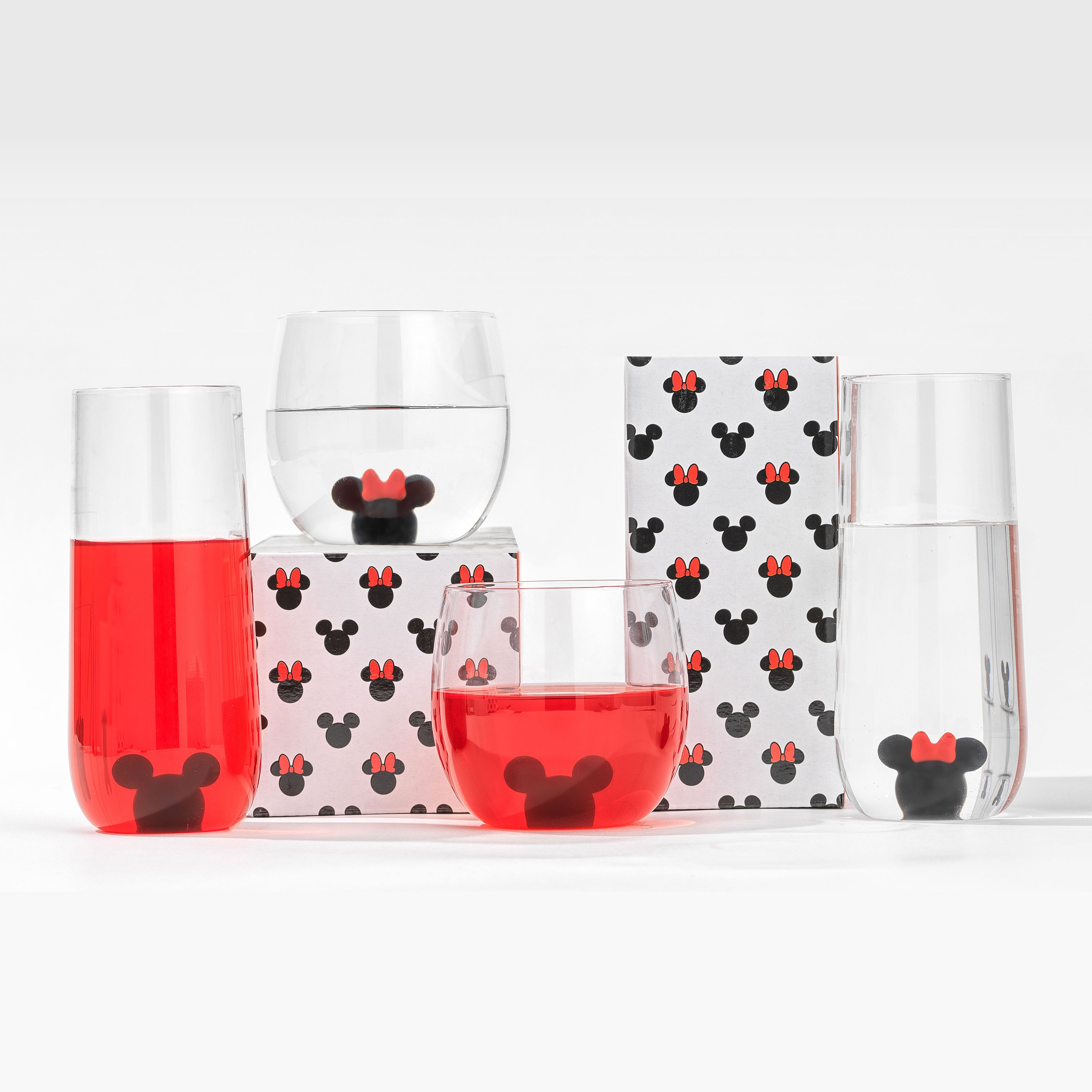 JoyJolt Mickey Minnie verres lot de 2 39 cl 3D blanc