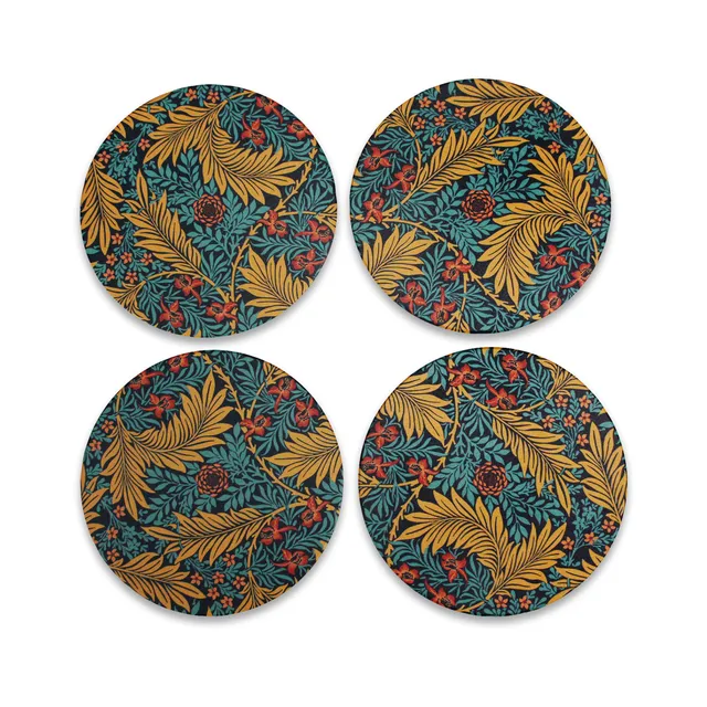 William Morris Larkspur dessous de verre céramique x4 bleu