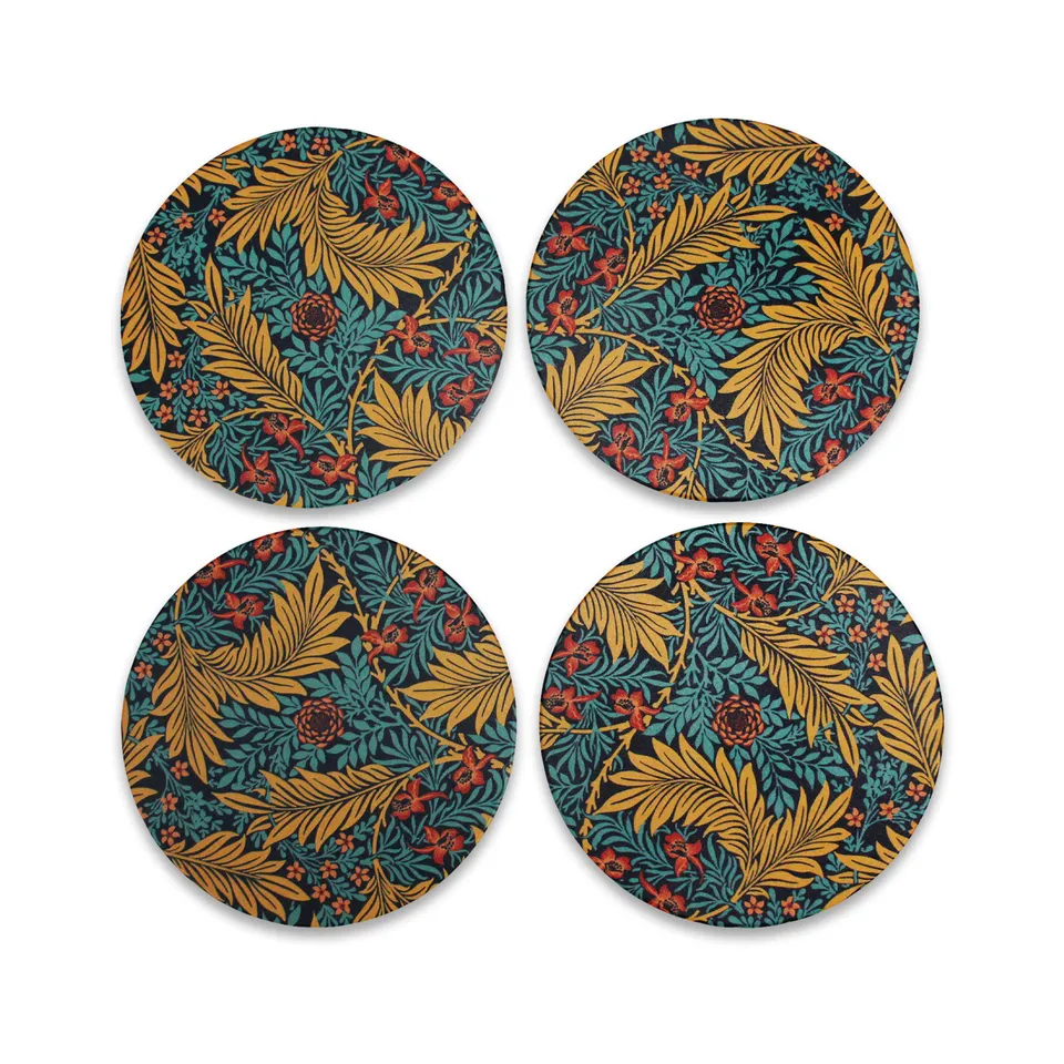 William Morris Larkspur dessous de verre céramique x4 bleu