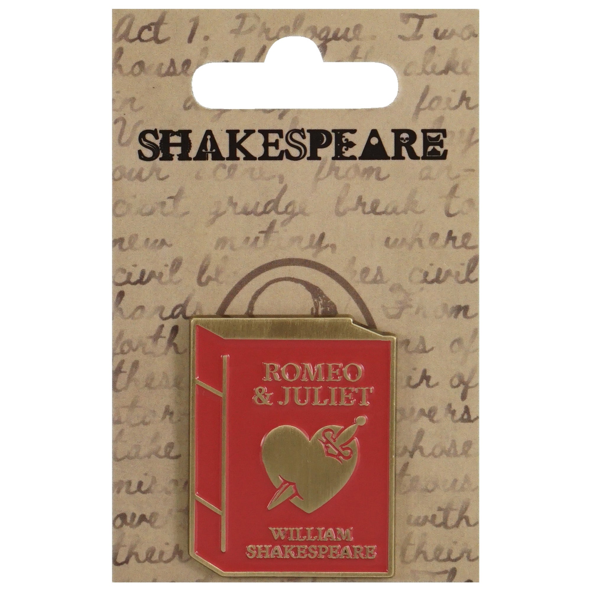 HMB Shakespeare Romeo & Juliet pin's émail rouge 3,8 cm