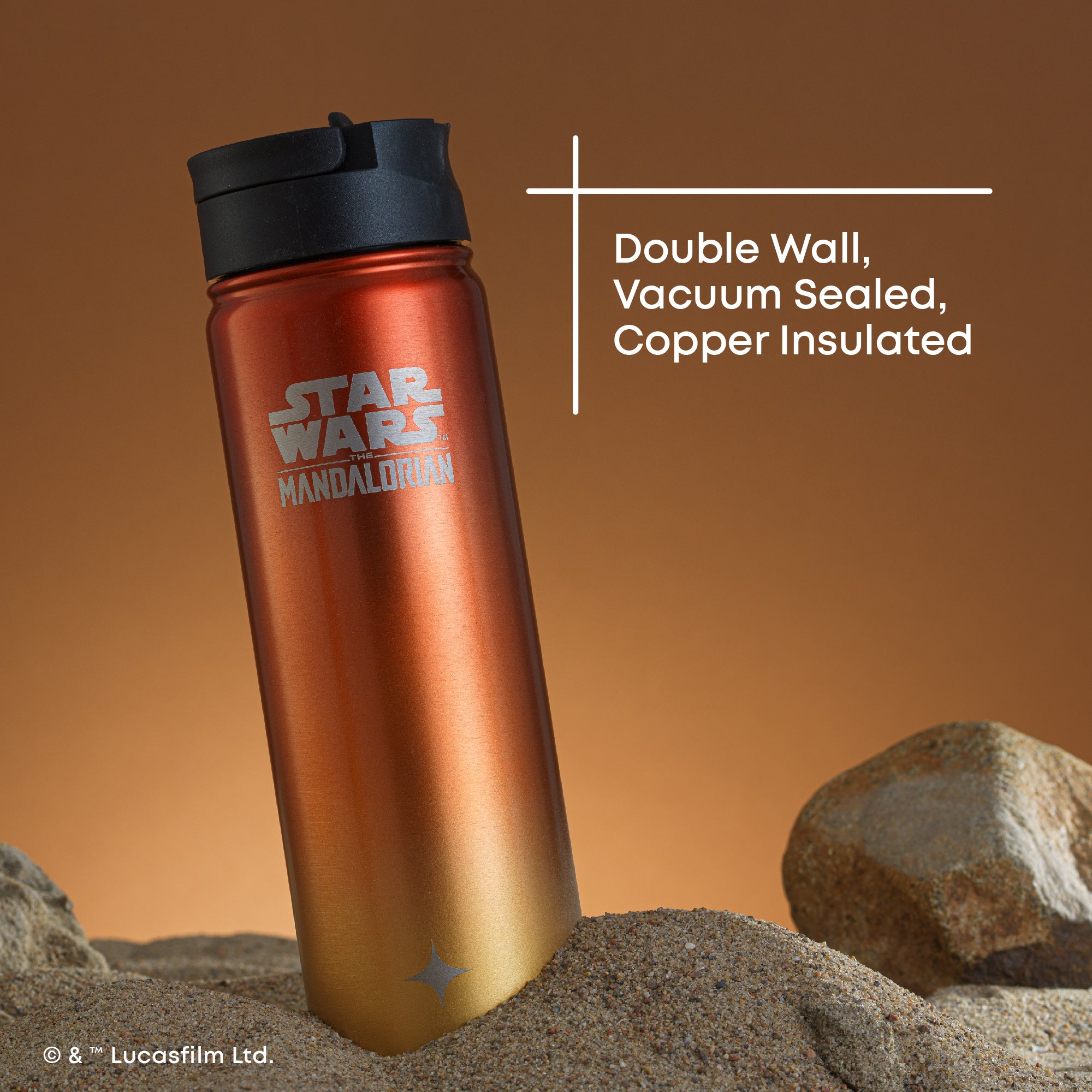 JoyJolt Star Wars Mandalorian Tatooine gourde isotherme 65 cl inox