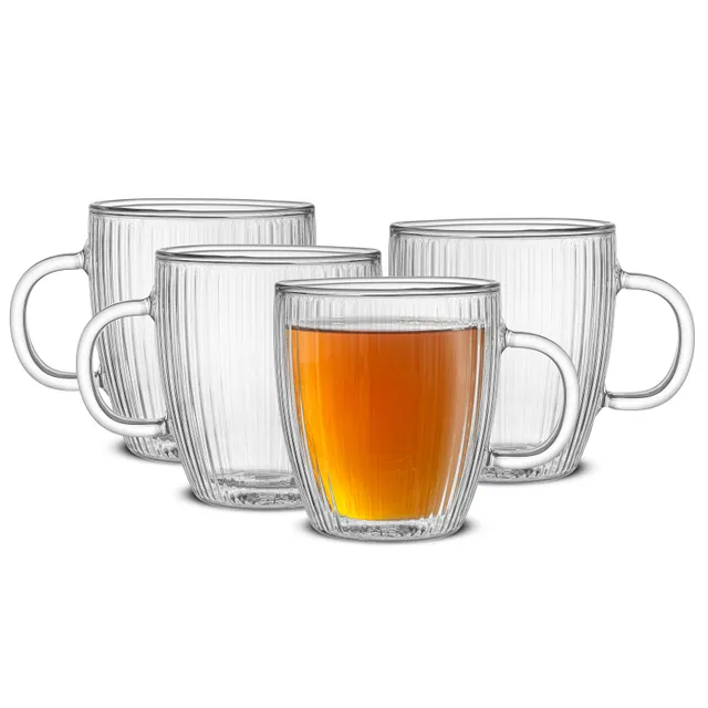 JoyJolt Savor mug verre double paroi cannelé 40 cl x4