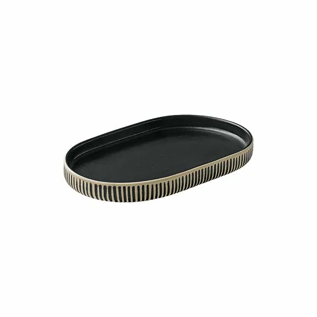 Artis Nara Black White assiette ovale 18x11 cm