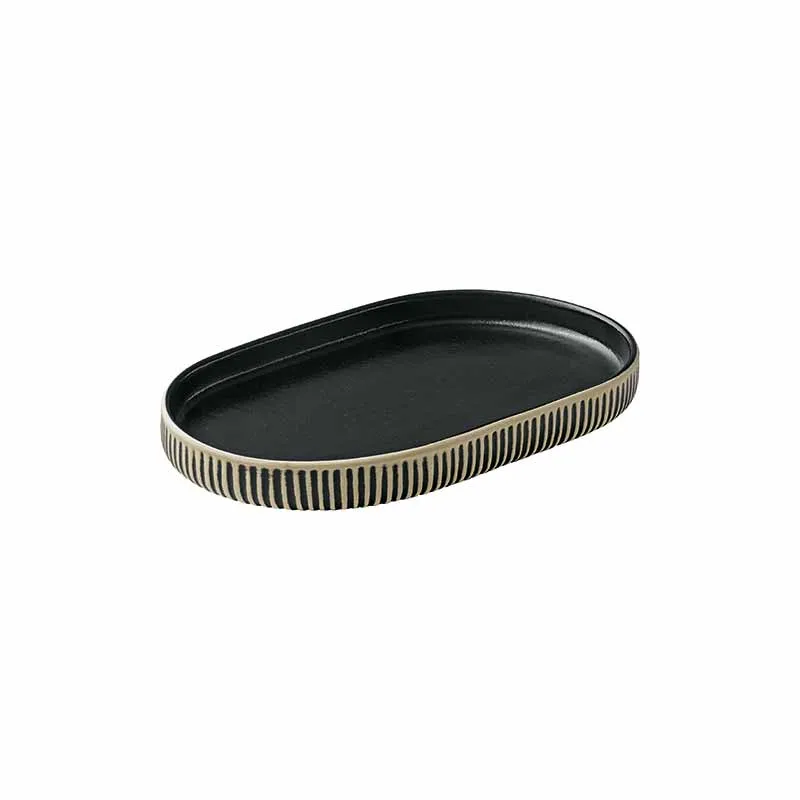 Artis Nara Black White assiette ovale 18x11 cm