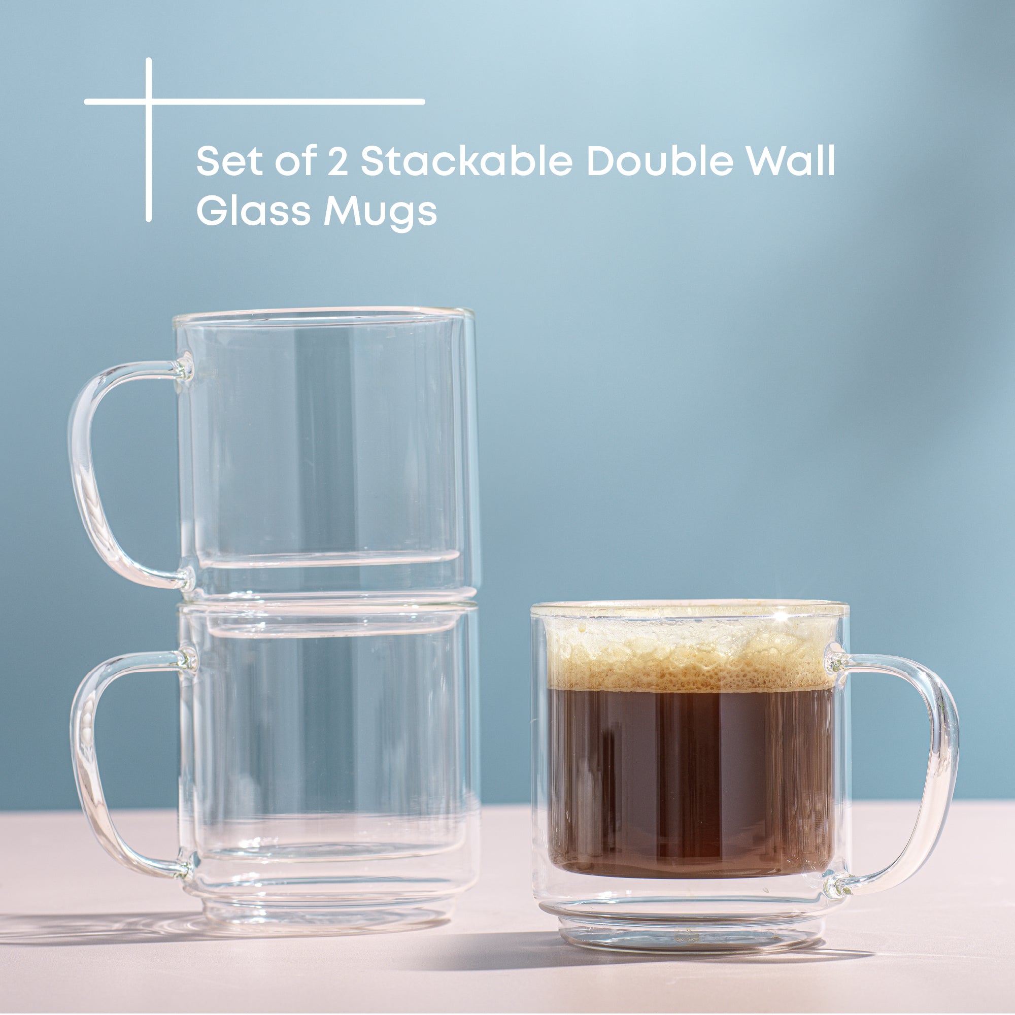 JoyJolt Haven mugs verre double paroi 2x40 cl empilables