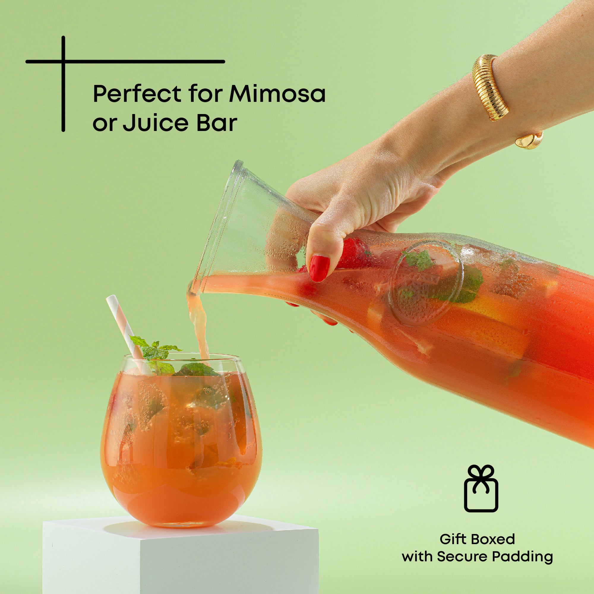 JoyJolt Hali carafes verre 106 cl lot 3 avec couvercles