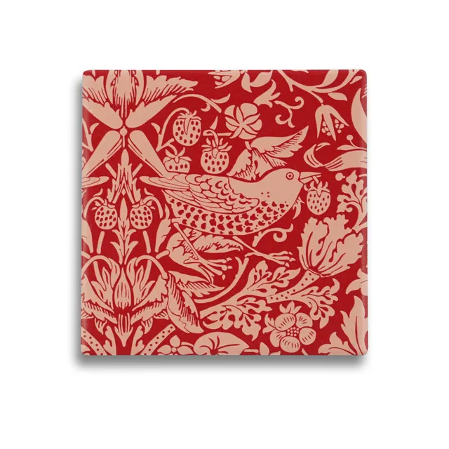 HMB William Morris Strawberry Thief dessous de verre framboise