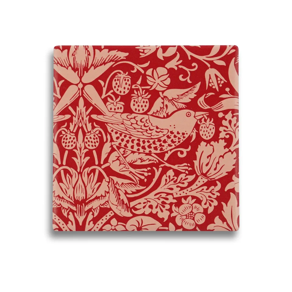 HMB William Morris Strawberry Thief dessous de verre framboise