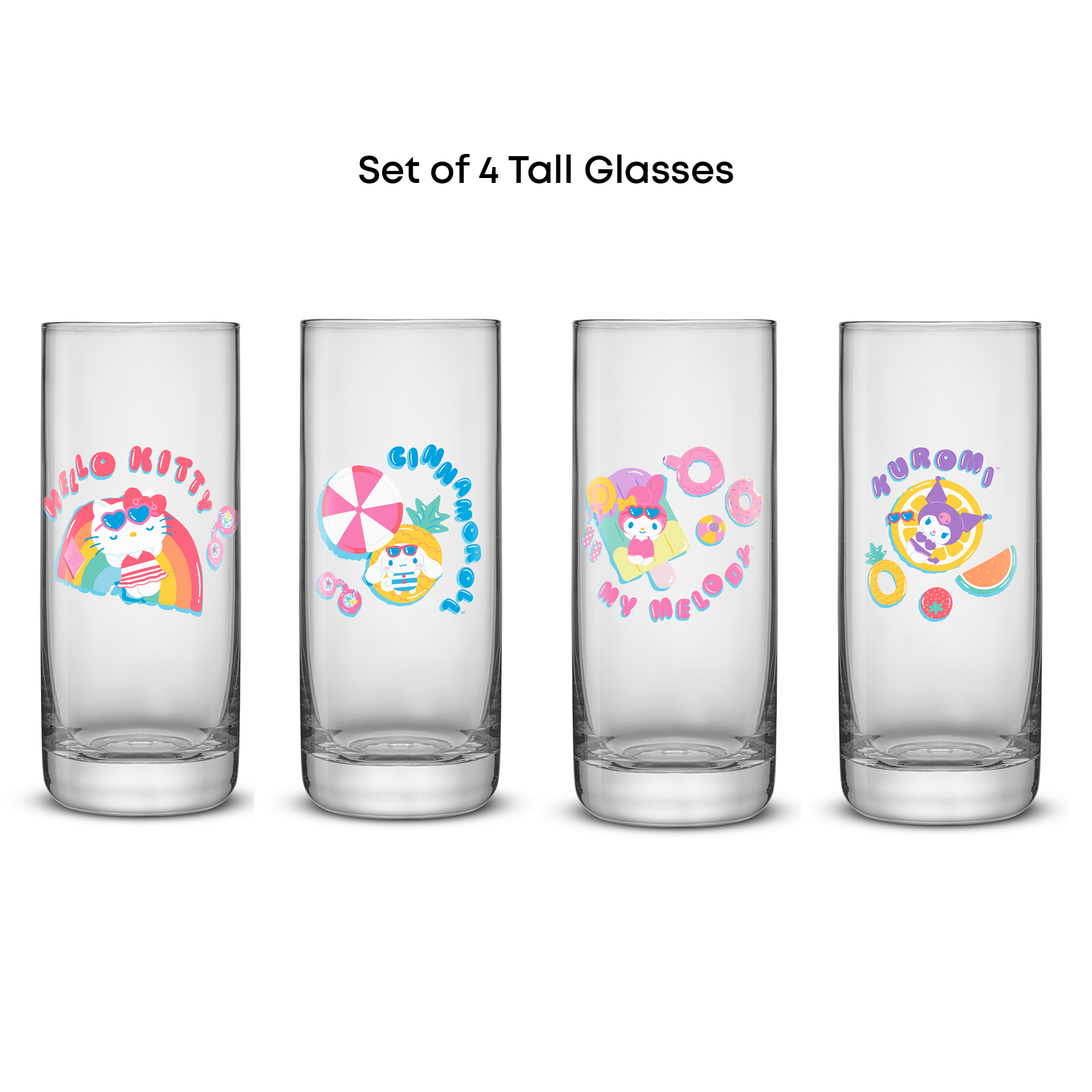 JoyJolt Hello Kitty Pool Party grands verres 4x38 cl