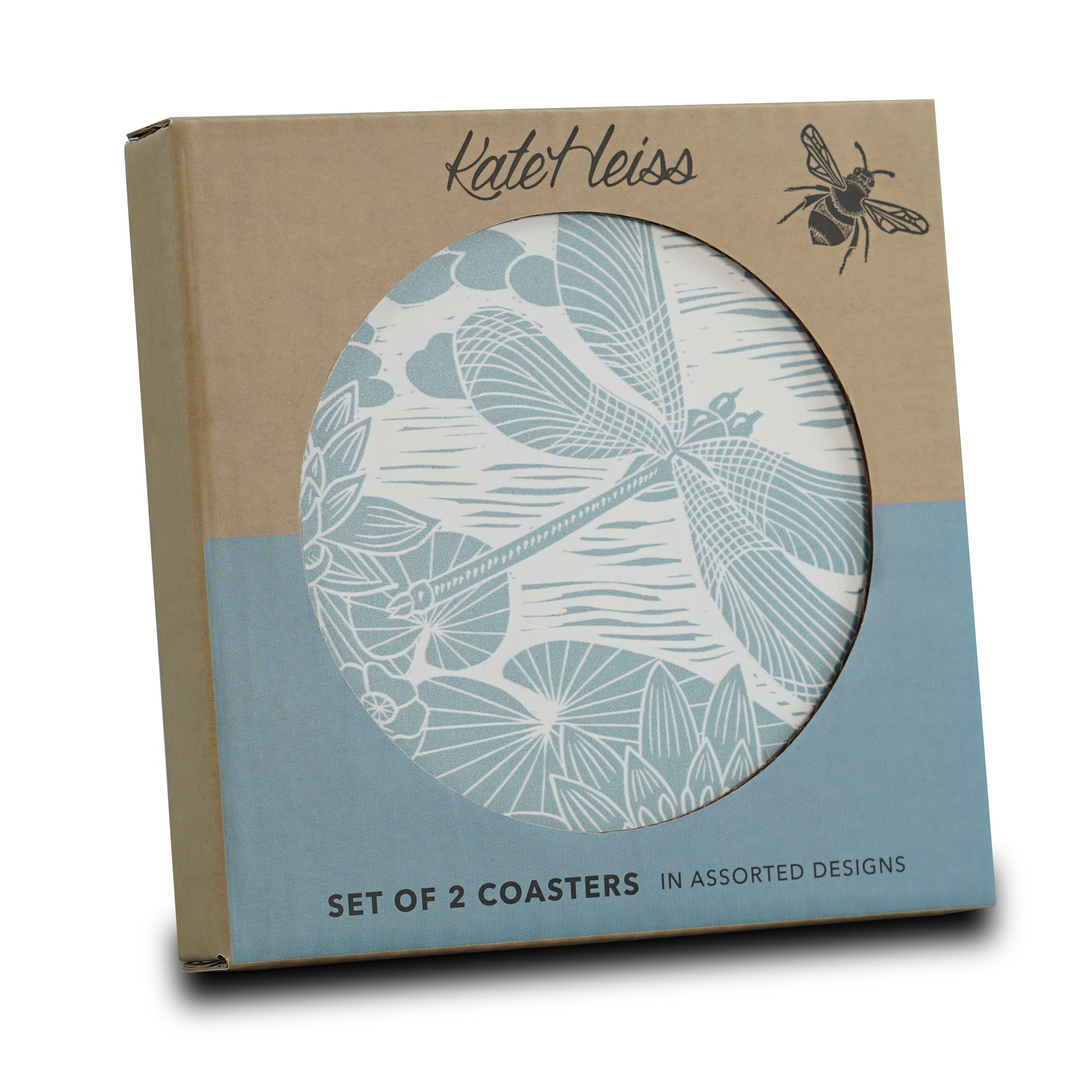 HMB Kate Heiss dessous-de-verre céramique bleu lot 2