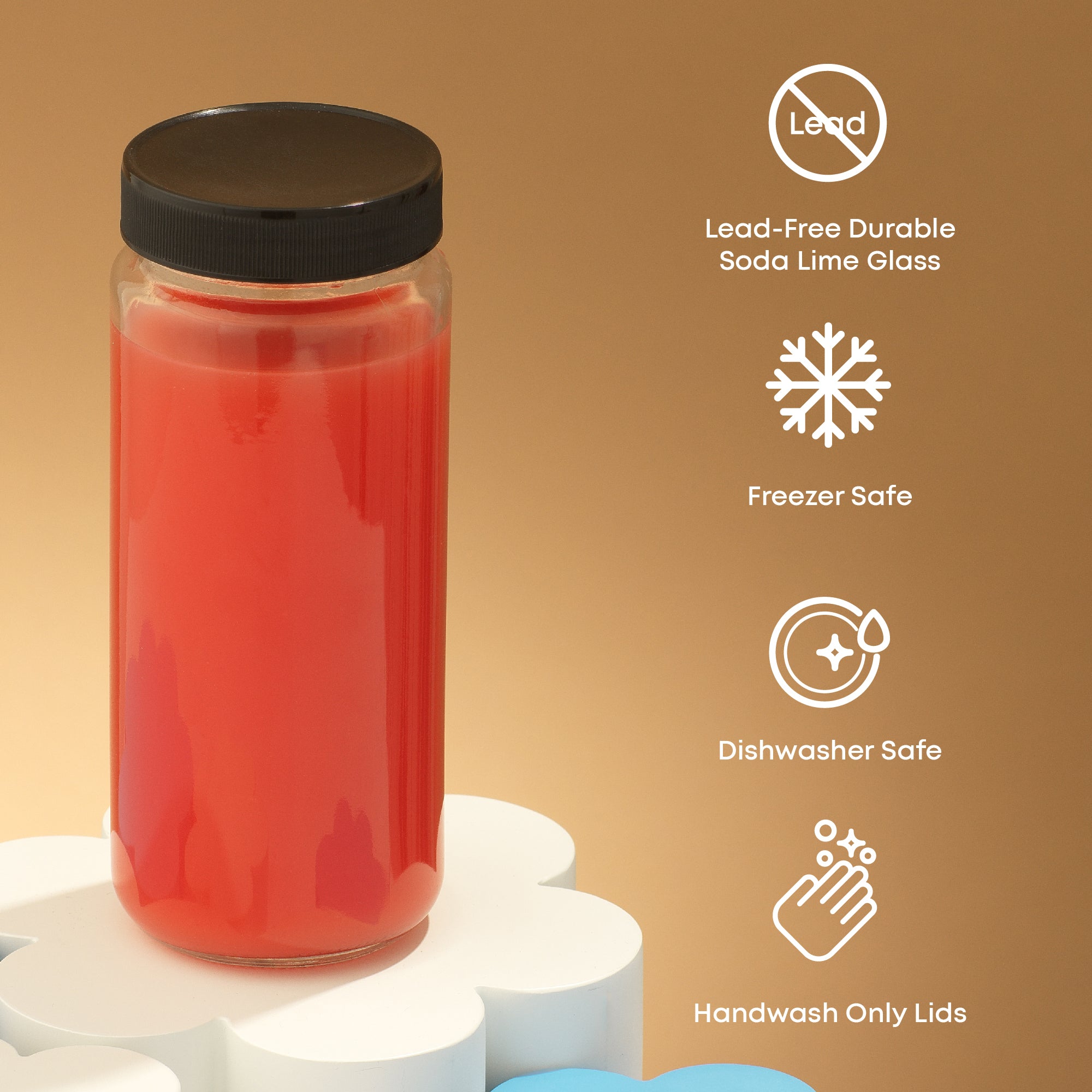 JoyJolt bouteilles jus verre lot 8 47 cl couvercles