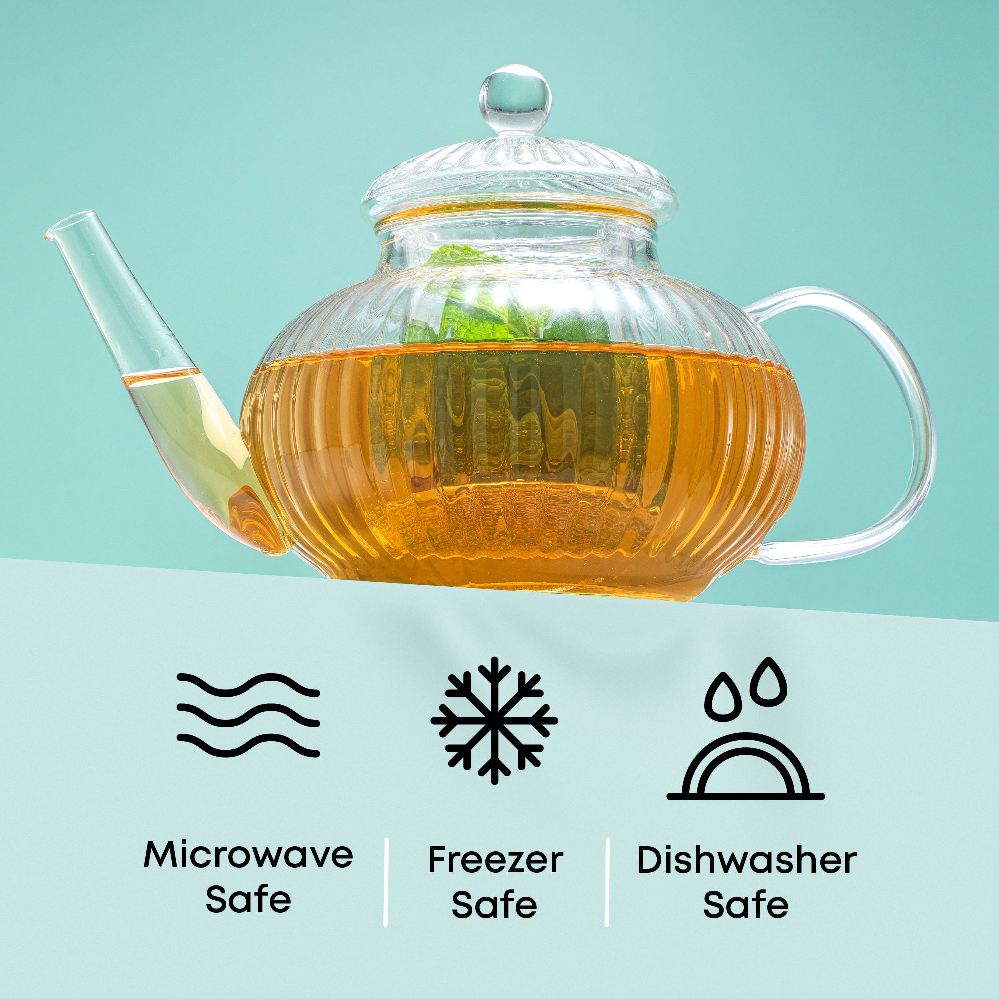 JoyJolt Fluted Théière Verre 1 L avec Infuseur Cannelée