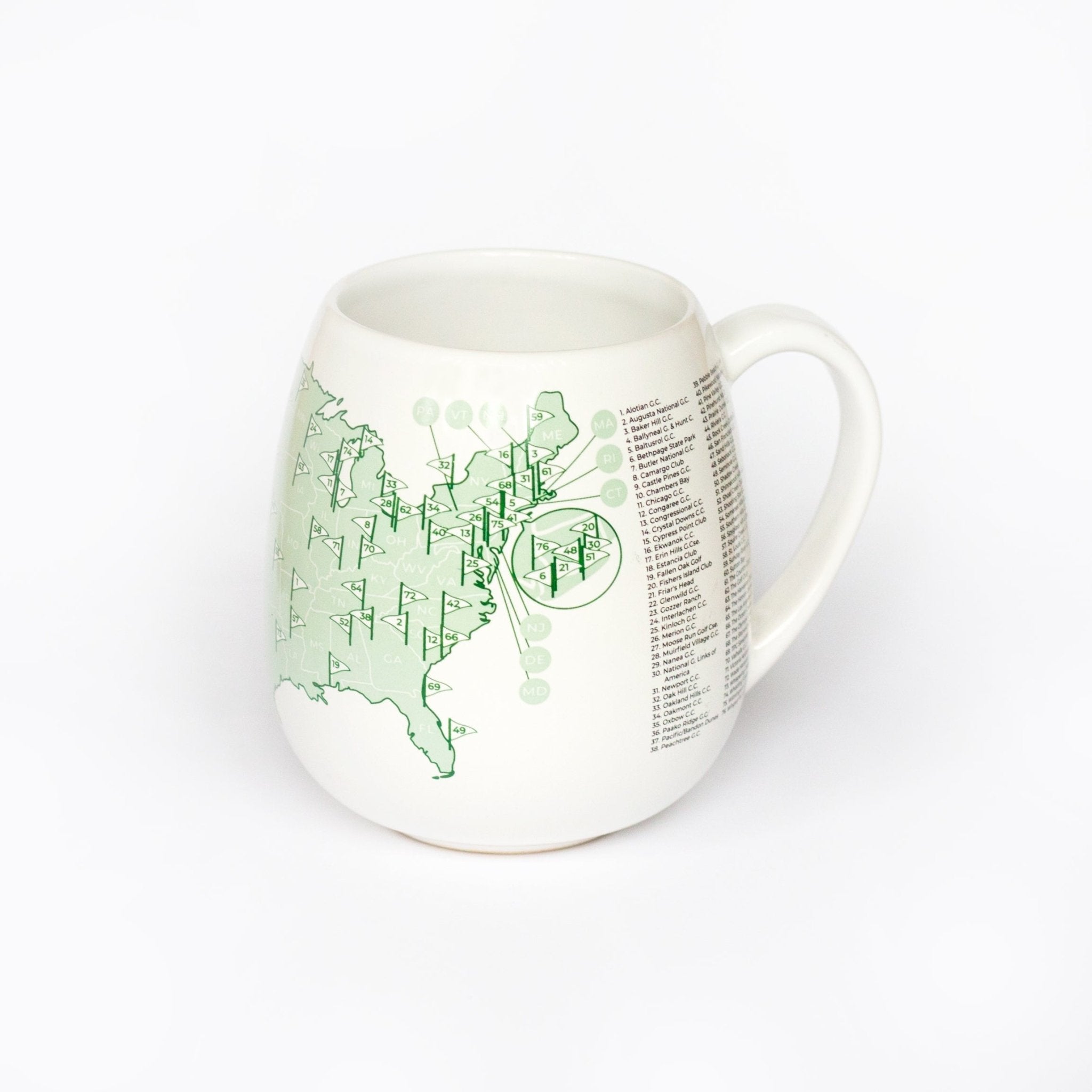Trouvaille Global US Golf Courses mug à colorier 76 parcours