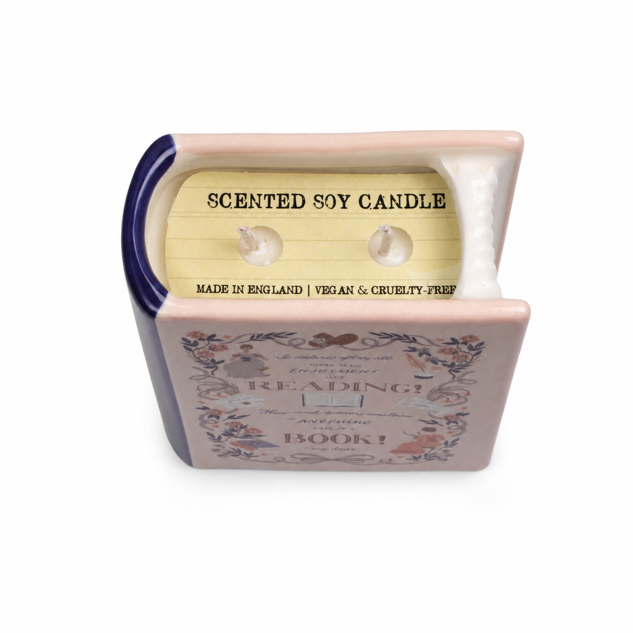 HMB Jane Austen Pride & Prejudice bougie livre bleue 10 cm
