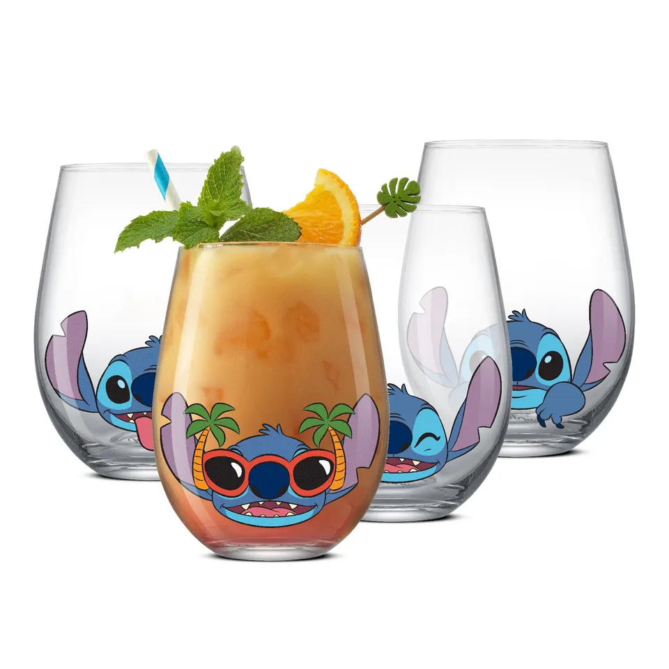 JoyJolt Stitch Silly Sips verres sans pied 4x56 cl