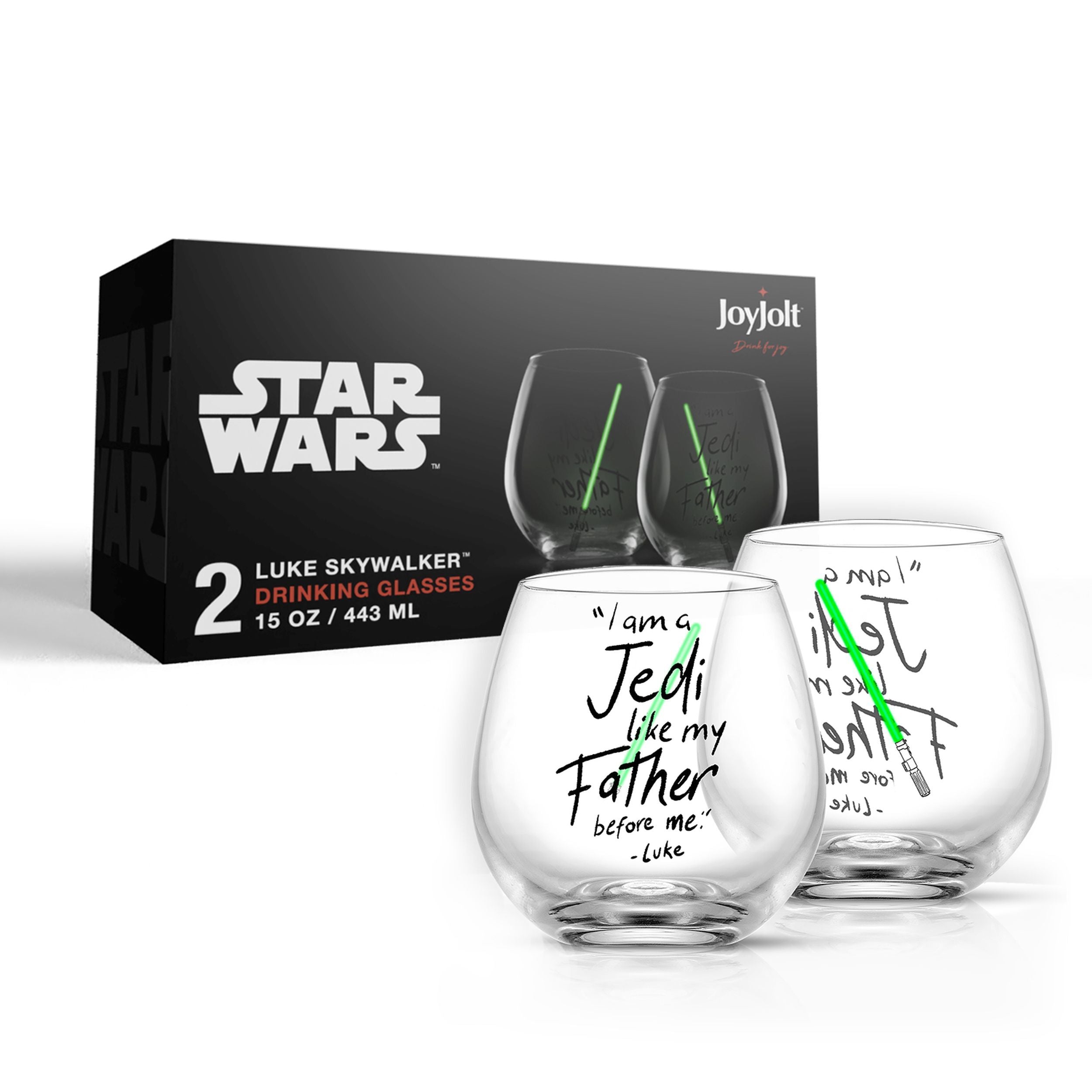 JoyJolt Star Wars Luke verre 44 cl lot de 2 sabre laser
