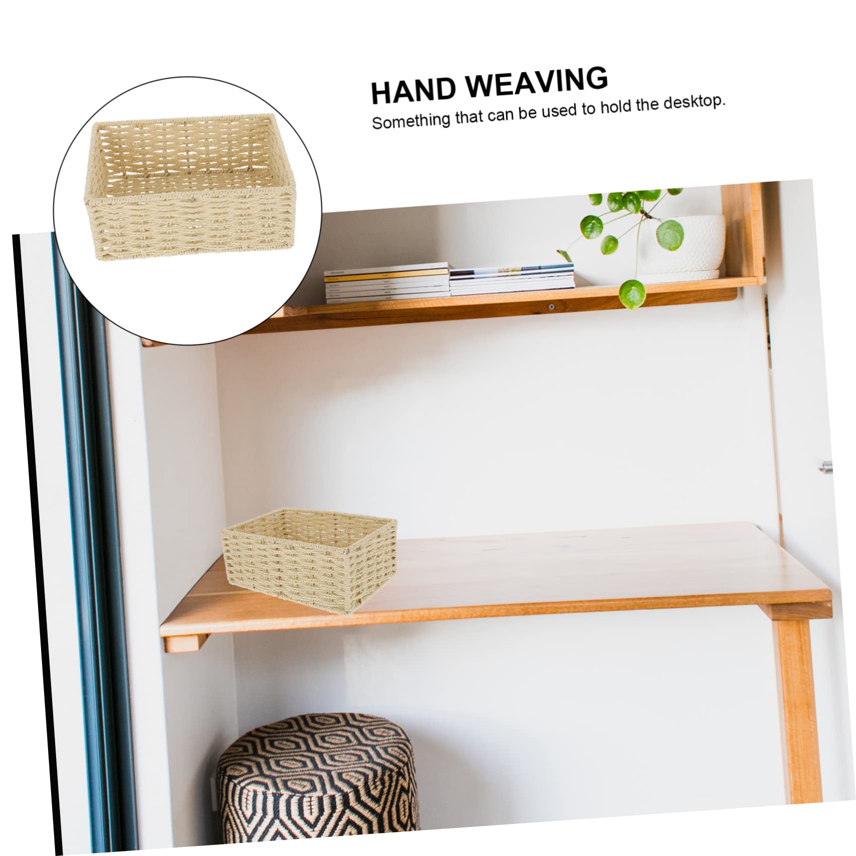 Alipis Panier Rangement Tressé Beige Corde 22cm
