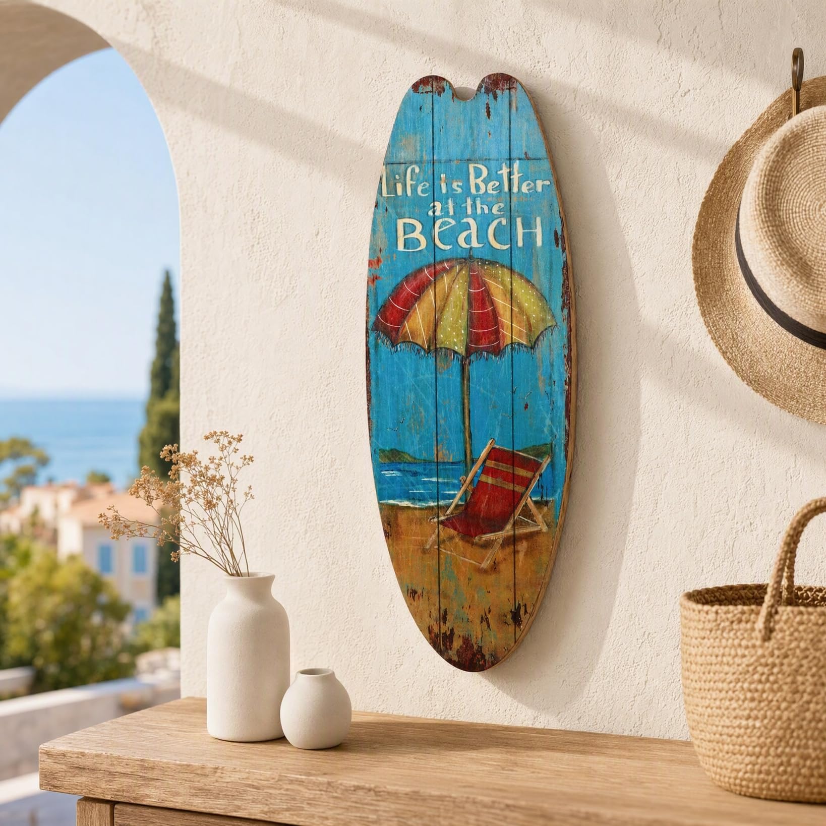 Alipis planche surf décoration murale bois lot de 3 plage