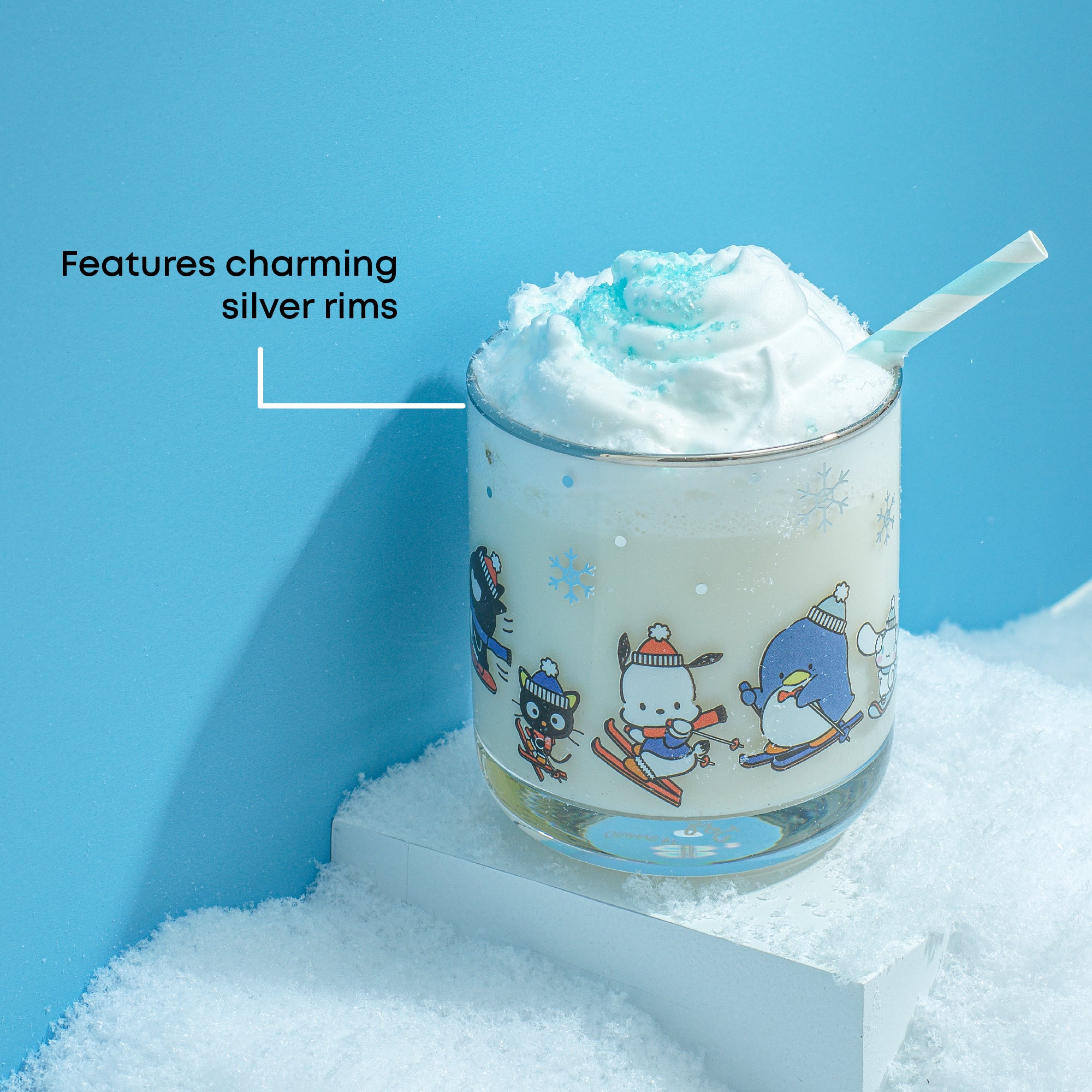 JoyJolt Hello Kitty and Friends Winter Wonderland verres lot de 4 argent